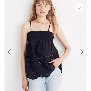 NWT Madewell Eyelet Cami Top Black SZ M